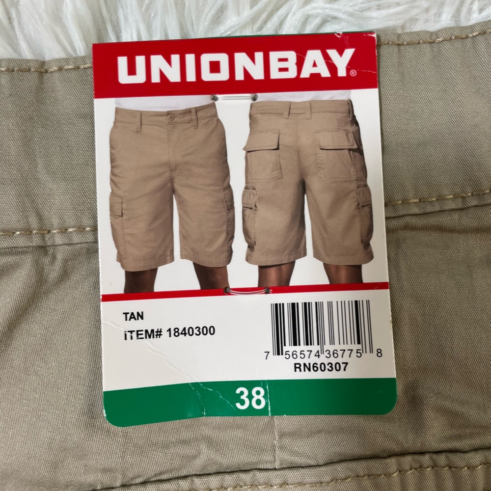 NEW UNIONBAY Relaxed Fit Flex Waist Cargo Shorts Khaki Tan Gorpcore Mens 38 XL - Picture 7 of 9